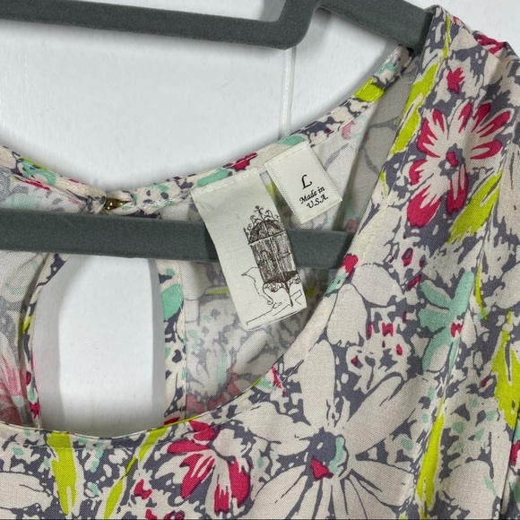 Anthropologie Cream Floral Long Sleeve Dress Large - Picture 4 of 4